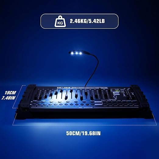 DMX512 DJ Controller 384CH DMX Cotroller Use for Program Editing of Bar Club Live Lights Show Support 30 Banks 8 Scenes 24 Fixtures Stage Lighting Console