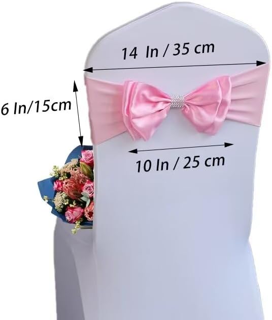 6 PCS Spandex Chair Sash Bow Tied,Elastic Sashes Chair Bands for Wedding Party Reception Events Celebration Banquets Hotel Event Decorations Chairs Decoration(Rose Pink) - Image 2