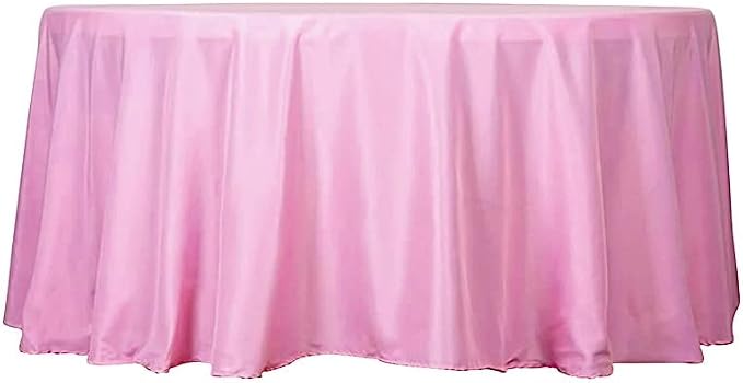 6 pcs 132 inch Pink Round Polyester Tablecloths Fabric Table Cover Linens | 132" Washable Fabric Table Cloth Covers for Party Wedding Reception Buffet Events Catering Dining Kitchen Dining by BalsaCircle