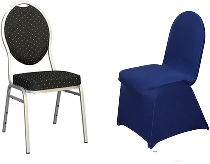 Efavormart 1 Set Spandex Stretch Navy Blue Chair Covers Universal Banquet Chair Covers for Party Dining with Foot Pockets Washable Wedding Chair Slip Covers for Outdoor - Image 7
