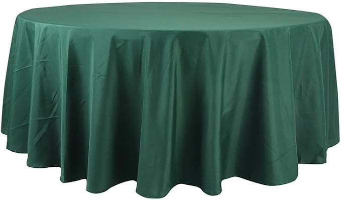 6 pcs 132 inch Hunter Green Round Polyester Tablecloths Fabric Table Cover Linens | 132" Washable Fabric Table Cloth Covers for Party Wedding Reception Buffet Events Catering Dining Kitchen Dining by BalsaCircle