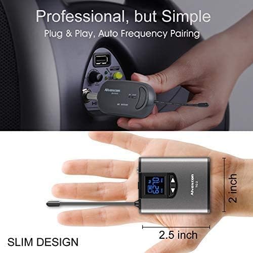 Alvoxcon Wireless Headset Lavalier Microphone System Wireless Lapel Mic Best for iPhone, DSLR Camera, PA Speaker, YouTube, Podcast, Video Recording, Conference, Vlogging, Church, Interview, Teaching