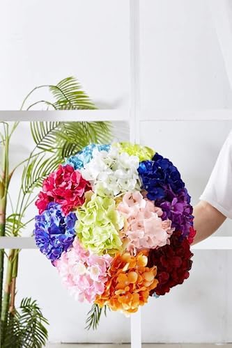 Artificial Hydrangea Flowers Coral Heads 10 Fake Hydrangea Silk Flowers for Wedding Centerpieces Bouquets DIY Floral Decor Home Decoration with Stems - Image 5