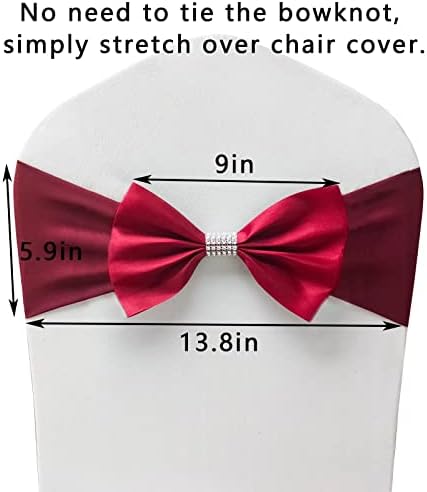 12 PCS Bows Stretch Chair Sashes, for Wedding Party Chair Cover Decoration, Spandex Stretch Chairs Bands (Pack of 12 Burgundy - Image 3