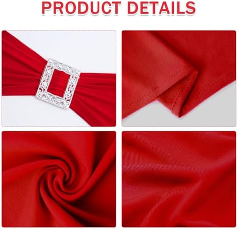 Joccun 120 PCS Spandex Chair Sashes Bows Stretch Chair Cover Band with Buckle Slider Universal Elastic Chair Ties for Wedding Banquet Party Event Decoration (Ruby) - Image 3