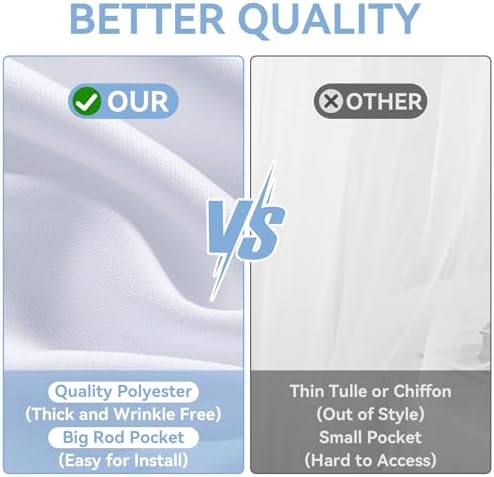 Outpain 50ftx20ft White Backdrop Ceiling Drapes, 10 Panels, 20ft Height, Wrinkle Free, Tent Draping Curtains, Polyester, Wedding, Birthday, Anniversary - Image 2