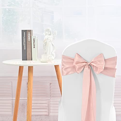 72 Pack Rose Gold Satin Chair Sashes, 7 x 108 Inch, Wedding Bows - Image 2