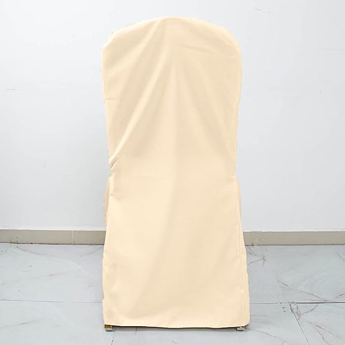 Balsa Circle 50 pcs Beige Polyester Banquet Chair Covers for Party Wedding Linens Decorations Dining Ceremony Reception Supplies - Image 6
