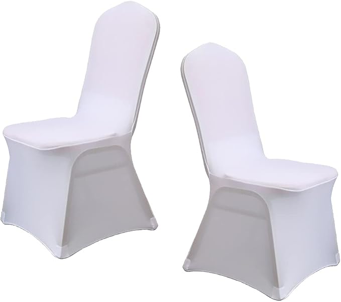 XMNTG 100PCS White Chair Covers Stretch Polyester Spandex Outdoor Chair Cover Dining Room Chair Slipcovers Universal Chair Protector Cover for Wedding Party Banquet Hotel (White, 100PCS) - Image 2