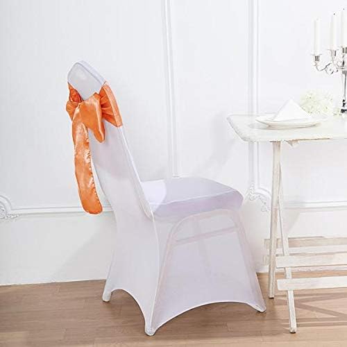 Balsa Circle 25 Orange Satin Elegant Chair Cover Bows Sashes Wedding Banquet Decorations Party Supplies Engagement Events Reception - Image 6