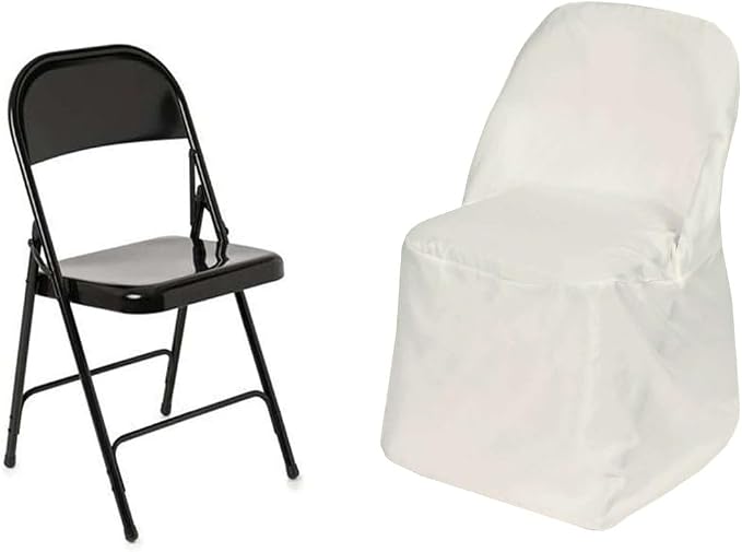 Efavormart 50 PCS Ivory Polyester Folding Chair Covers for Party Dining Chairs Reusable Stain Resistant Wedding Chair Slipcovers - Image 3