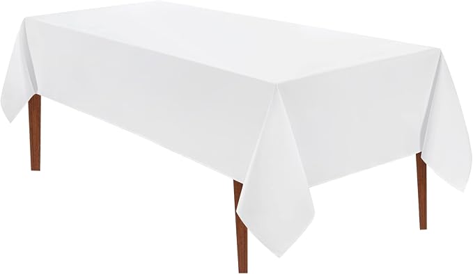 VidaFete 1 Pack 60 * 84inch White Rectangle Tablecloth for 4ft Tables | Stain & Wrinkle Resistant Rectangular Table Cloth for Kitchen Dining Wedding Banquet Decoration, Polyester Fabric by VidaFete