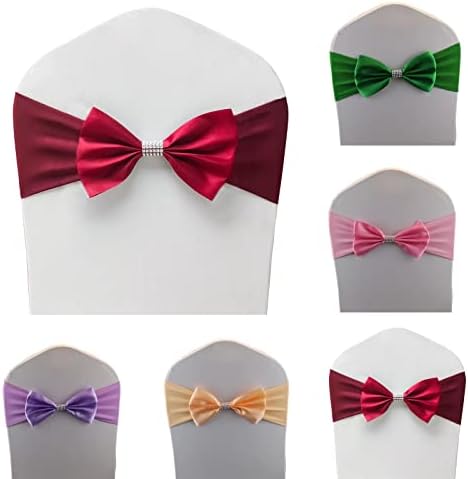 100 PCS Bows Stretch Chair Sashes, for Wedding Party Chair Cover Decoration, Spandex Stretch Chairs Bands (Pack of 100 Burgundy - Image 2