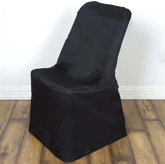 Efavormart 100 PCSBlack Polyester Lifetime Folding Chair Covers, Durable Reusable Chair Covers - Image 2