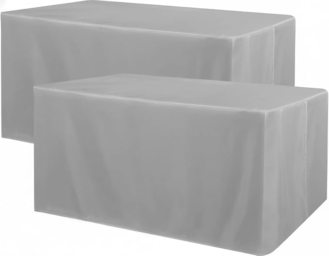Obstal 2 Pack Table Clothes for 6 Foot Rectangle Tables, Silver | Water Resistant Washable Fabric Polyester Rectangle Table Cover Protector for Wedding, Banquet and Trade Shows, 72x30Inch - Image 9
