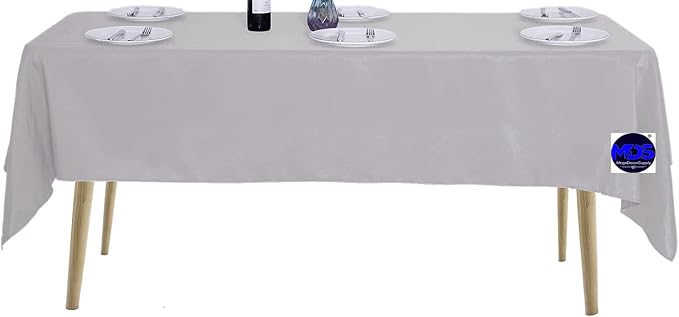 MDS Pack of 10 Rectangle Tablecloth 70 x 90 Inch Polyester Wrinkle Resistant Washable Polyester Table Cloth for Kitchen Dining Buffet Parties, Picnic, Events, Weddings and Restaurants - Silver Gray - Image 2