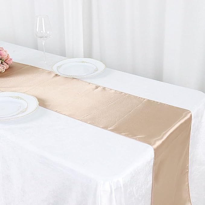 Balsa Circle 10 pcs 12 x 108 inch Nude Satin Table Runners Wedding Table Top Party Supplies Reception Linens Decorations - Image 5