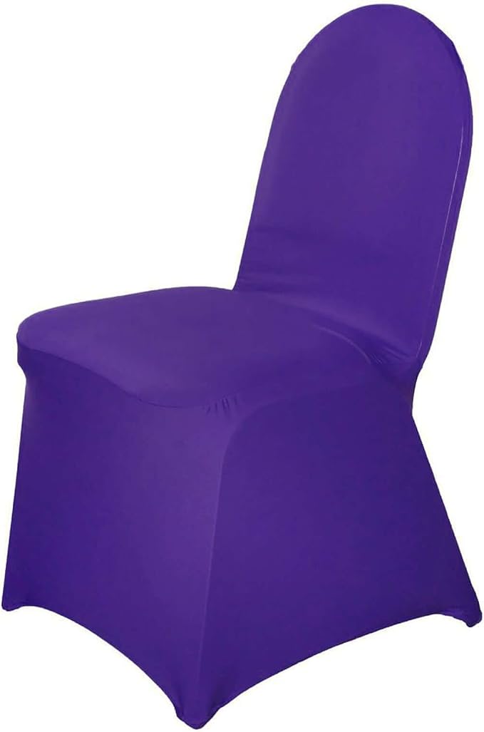 Efavormart 1 Set Spandex Stretch Purple Chair Covers Universal Banquet Chair Covers for Party Dining with Foot Pockets Washable Wedding Chair Slip Covers for Outdoor - Image 6