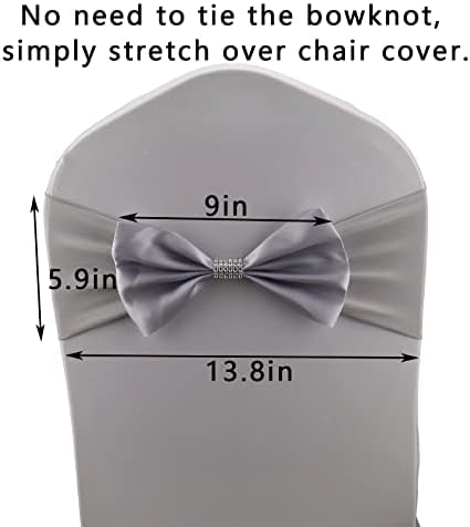 25 PCS Bows Stretch Chair Sashes, for Wedding Party Chair Cover Decoration, Spandex Stretch Chairs Bands (Pack of 25 Silver Grey - Image 3