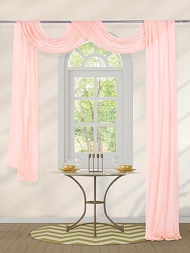 Light Peach Arch Drapes Fabric 6 Panels Chiffon Fabric Photography 6 Yards Sheer Drapes for Wedding Backdrop Ceremony Stage Reception Decoration - Image 6