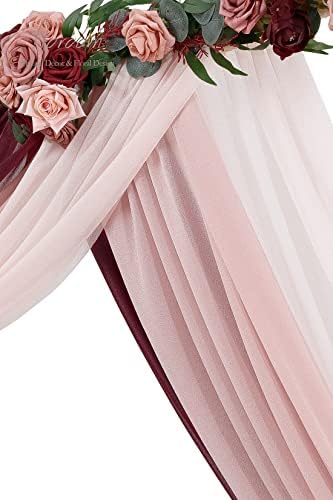 Floroom Wedding Arch Draping Fabric 3 Panels 20Ft Chiffon Fabric Drapes Arbor Drapery Wedding Ceremony Reception Swag Decorations (Burgundy +Dusty Rose +Blush) - Image 6