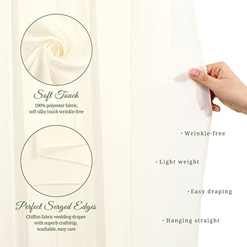 Showgeous Wedding Arch Draping Fabric Ivory Chiffon Fabric Drapes - Image 4