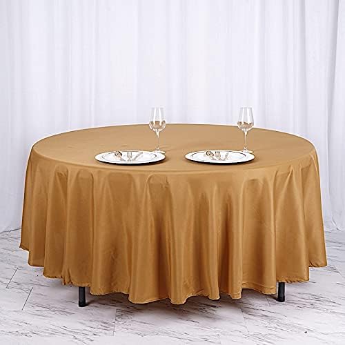 Balsa Circle 6 pcs 108 inch Gold Round Polyester Tablecloths Fabric Table Cover Linens for Wedding Party Banquet Reception Events Kitchen Dining - Image 2
