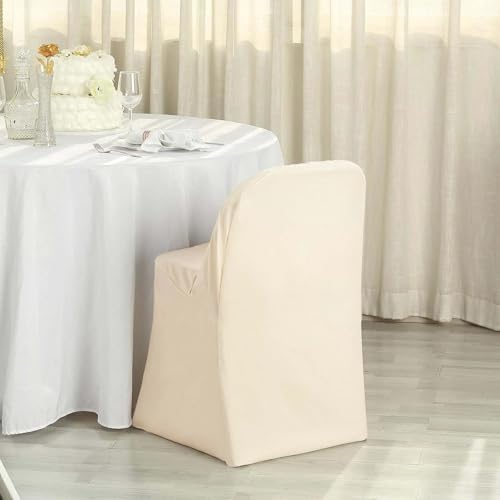 Efavormart 1 Set Beige Linen Polyester Folding Chair Covers for Dining Chairs Party Wedding Banquet Outdoor Event Catering Slipcovers - Image 6