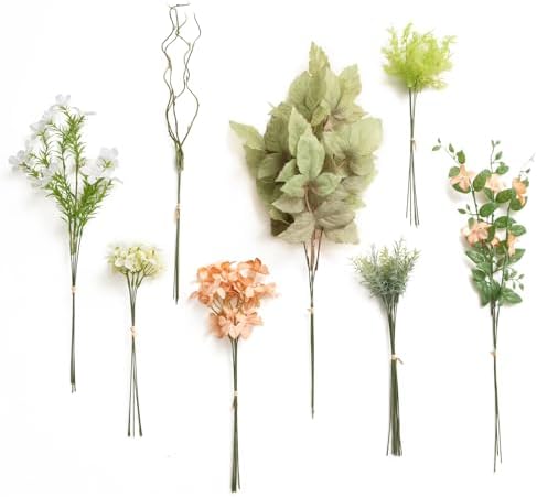 Ling's moment Artificial Greenery Stems Box Set, 35pcs with 7 Kinds of Faux Greenery Picks for DIY Bridal Bouquets Wedding Floral Arrangement Table Centerpieces, Garden Blush by LingsMoment