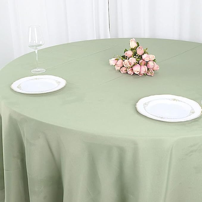 Balsa Circle 6 pcs 108 inch Eucalyptus Green Round Polyester Tablecloths Fabric Table Cover Linens for Wedding Party Banquet Reception Events Kitchen Dining - Image 4