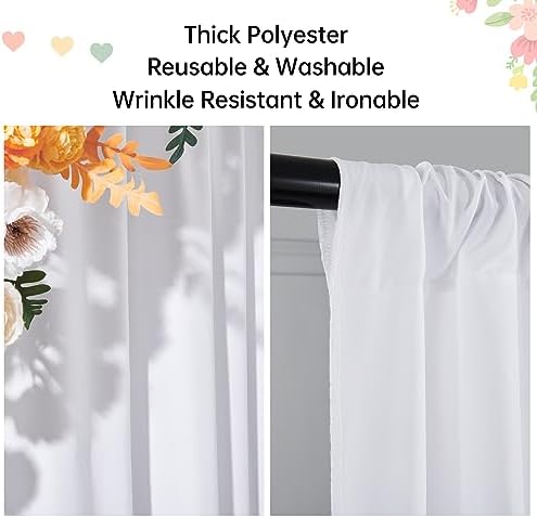 20ft x 10ft White Backdrop Curtain Panels for Parties, Thick Wrinkle Resistant 4 Panels Polyester Wedding Backdrop Drapes for Party Birthday Backdrop Photography Home Decorations - Image 2