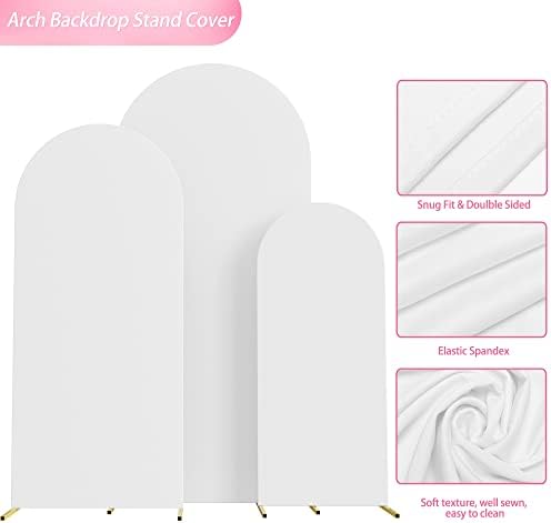 Wokceer Arch Backdrop Cover Arch Covers Strethy Backdrop Set of 3 White - Image 4