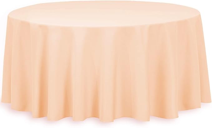 LTC LINENS Peach Round Tablecloth - 132 Inch Round Tablecloth, Large Party Table Cloth, Wrinkle Resistant, Washable Polyester Fabric Table Cover Linens for Wedding, Party, Banquet by LTCLINENS