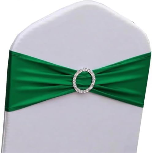 Emerald Green Chair Sashes 100 Pack, Dark Green Spandex Chair Sashes for Christmas Reception Decor, Chairs Bands Bows for Party Banquet Theme Decorations by GANKAR