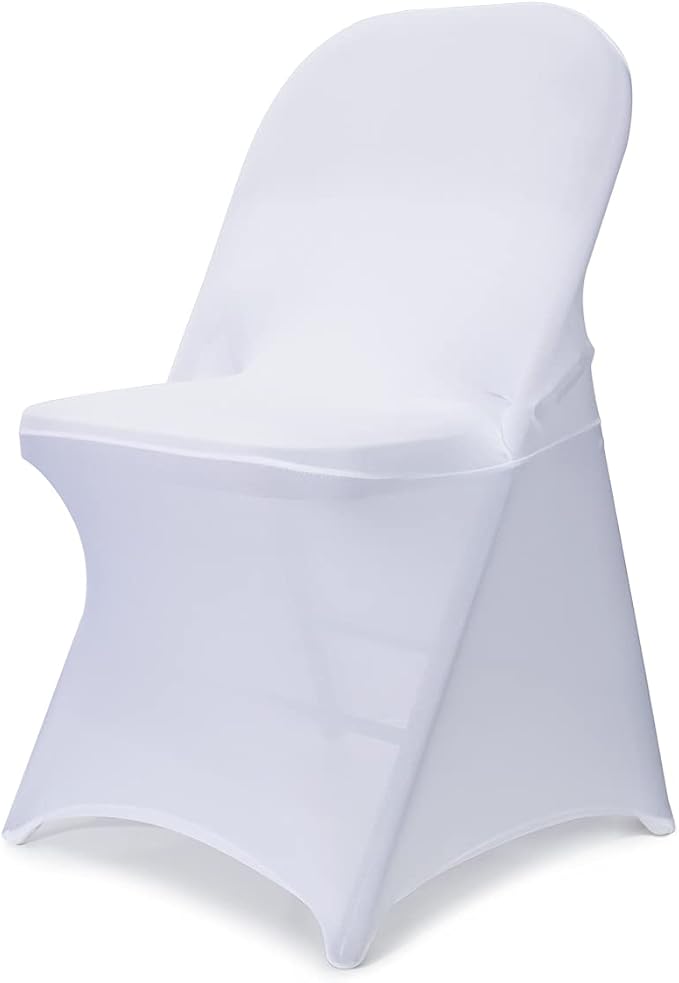 Babenest Stretch Spandex Folding Chair Covers for Wedding, 100PCS White | Upgraded Universal Washable, Fitted Chair Slipcovers Protector for Holidays, Banquet, Party, Easter Celebration by Babenest