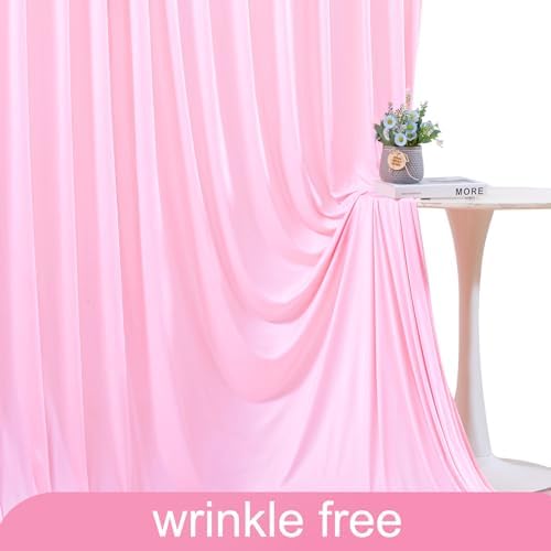 Pink Backdrop Curtain for Parties Baby Shower Wrinkle Free Pink Photo Curtains Backdrop Drapes Fabric Decoration for Weddings Birthday Party 5ft x 8ft,2 Panels - Image 6
