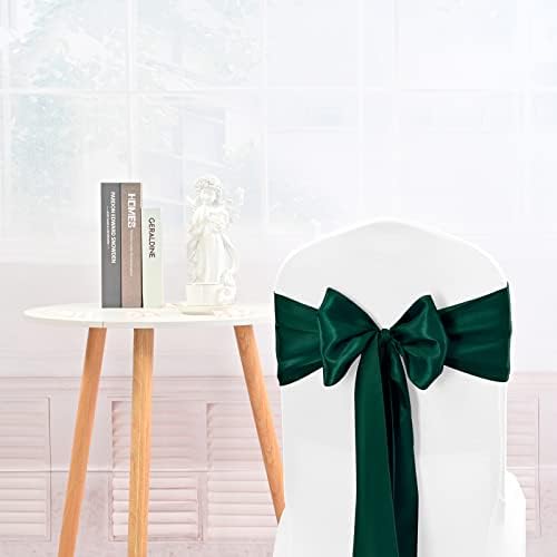 72 Pack Forest Green Satin Chair Sashes, 7 x 108 Inch, Wedding Bows - Image 2