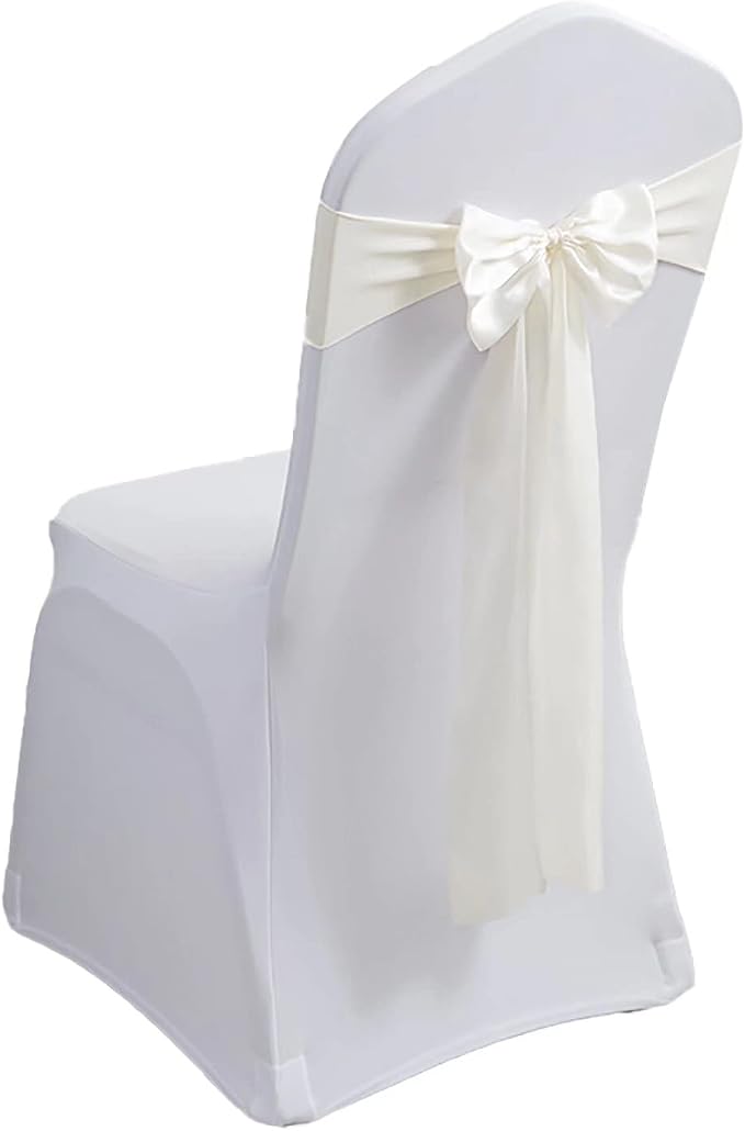 Pack of 20 Spandex Chair Bands Satin Chair Sashes Chair Ribbons Bows Stretch Chair Sashes for Wedding Party Events Banquet Hotel Home Kitchen Chair Cover Decoration（20 PCS Beige） by MYS+QiQi