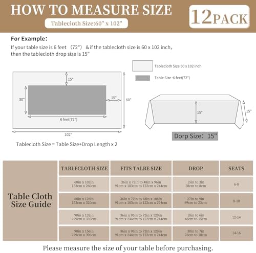 12 Pack White Tablecloths for Rectangle Table 60x102 Inch - Image 3