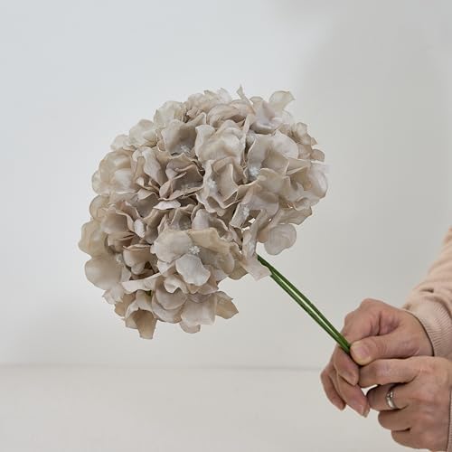 Artificial Hydrangea Flowers Coffee Heads 10 Fake Hydrangea Silk Flowers for Wedding Centerpieces Bouquets DIY Floral Decor Home Decoration with Stems(VASE NOT Included) - Image 2