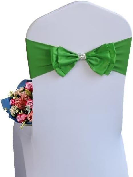 50 PCS Spandex Chair Sash Bow Tied,Elastic Sashes Chair Bands for Wedding Party Reception Events Celebration Banquets Hotel Event Decorations Chairs Decoration(Green) by DDCBNS