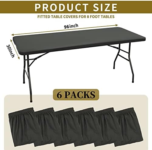 6 Pack Stretch Table Top Cap Cover, Gray, 30" x 96" - Image 2