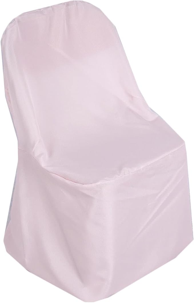 Tableclothsfactory 100PCS Blush Linen Polyester Folding Chair Cover Dinning Chair Slipcover for Wedding Party Event Banquet Catering - Image 3