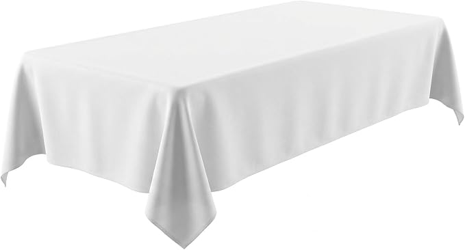 White Tablecloth 60x102 Inch for 6 Foot Tables, 1 Pack | Soft Silky Polyester, Wrinkle Resistant, Water Resistant Table Cover for Wedding, Dining, Party, Banquet, Reception by ZuGeo