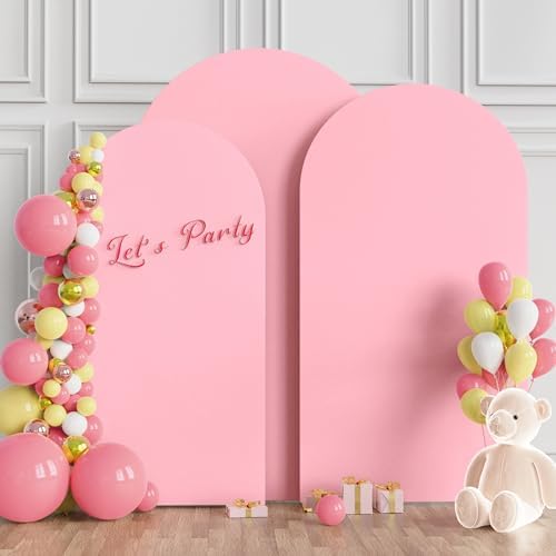 Wokceer Arch Backdrop Cover Pink Arch Covers Strethy Backdrop Set of 3 - Image 3
