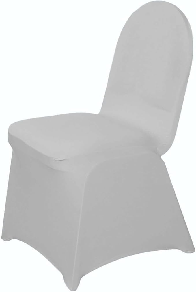 Efavormart Spandex Stretch Silver Chair Covers 100 PCS Universal Banquet Chair Covers for Party Dining with Foot Pockets Washable Wedding Chair Slip Covers for Outdoor - Image 6
