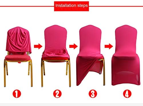 Helan Stretch Spandex Chair Covers Stretchable Chair Slipcovers Wedding Party Banquet Chair Cover 12 Colors 4 PCS Violet - Image 3