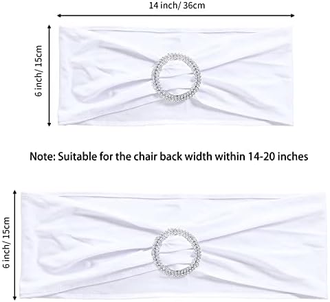 ManMengJi 25PCS White Chair Sashes, Spandex Sashes Bows Tiffany Blue, Chair Cover Bands with Buckle Slider for Banquet, Party, Hotel Event Decorations - Image 4