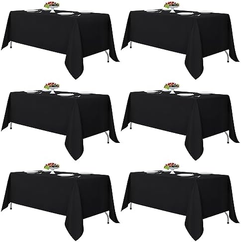 Fitable 6 Pack Black Tablecloths 70x120 Inch for 6-8 Ft Rectangle Tables by Fitable