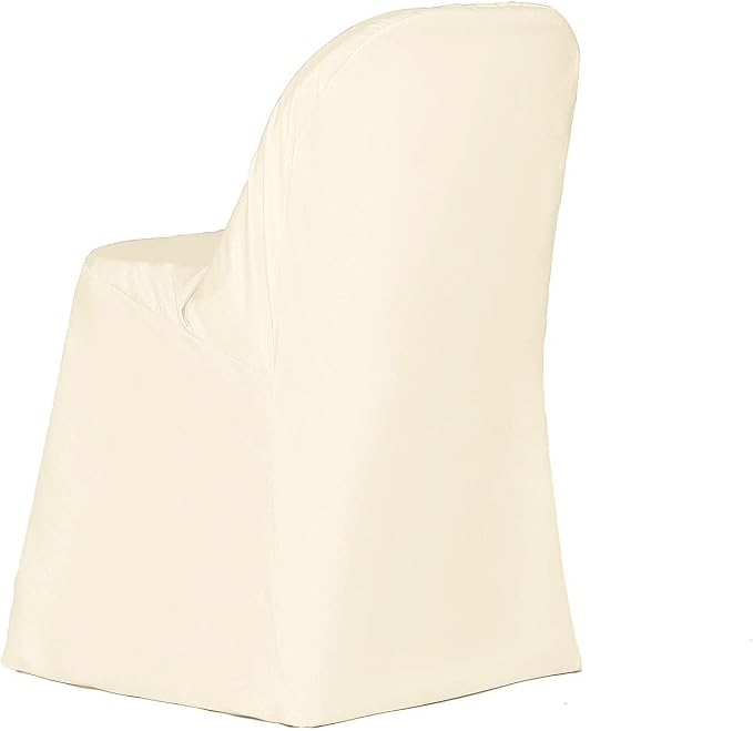 Tableclothsfactory 5PCS Beige Linen Polyester Folding Chair Cover Dinning Chair Slipcover for Wedding Party Event Banquet Catering - Image 6